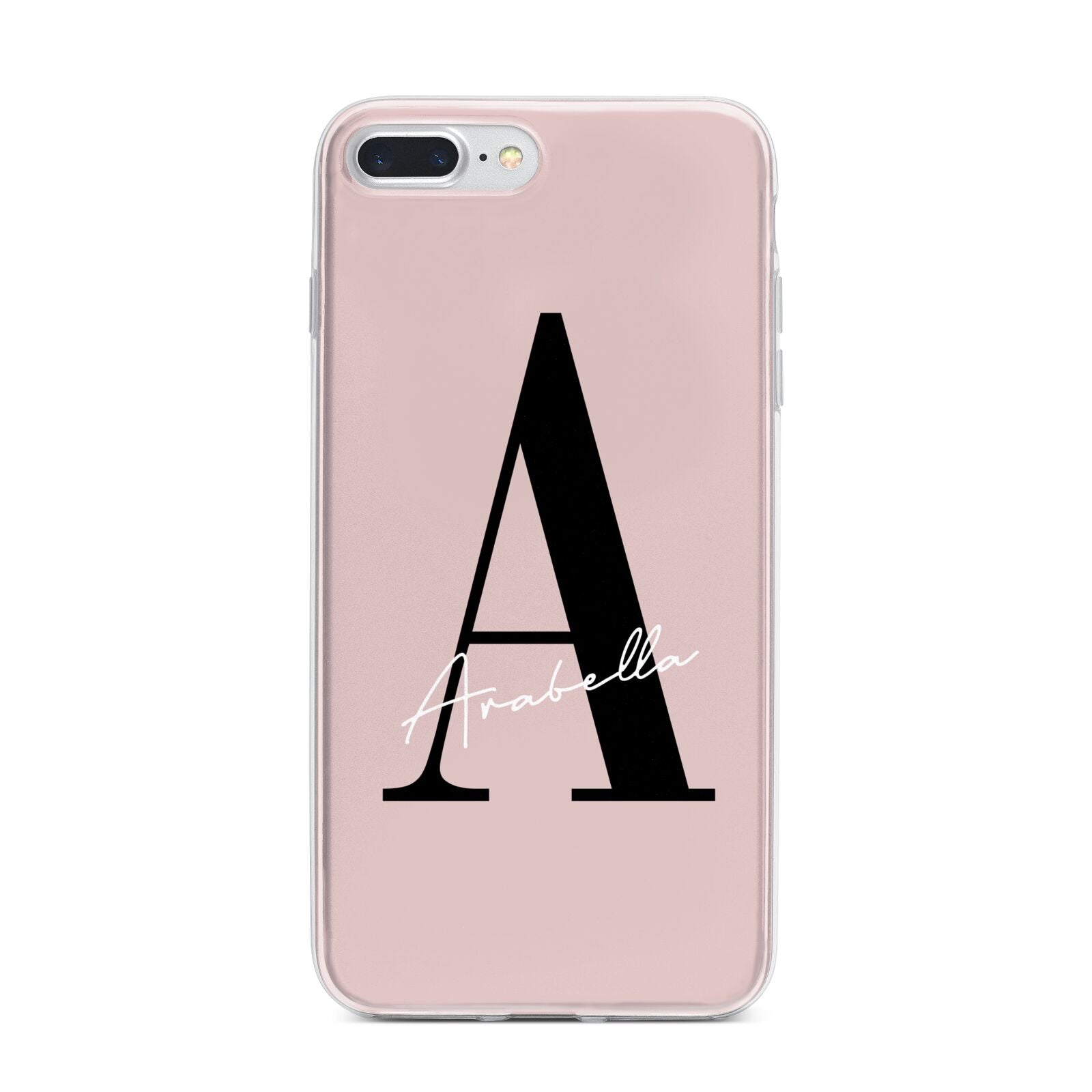 Personalised Dusty Pink Initial iPhone 7 Plus Bumper Case on Silver iPhone