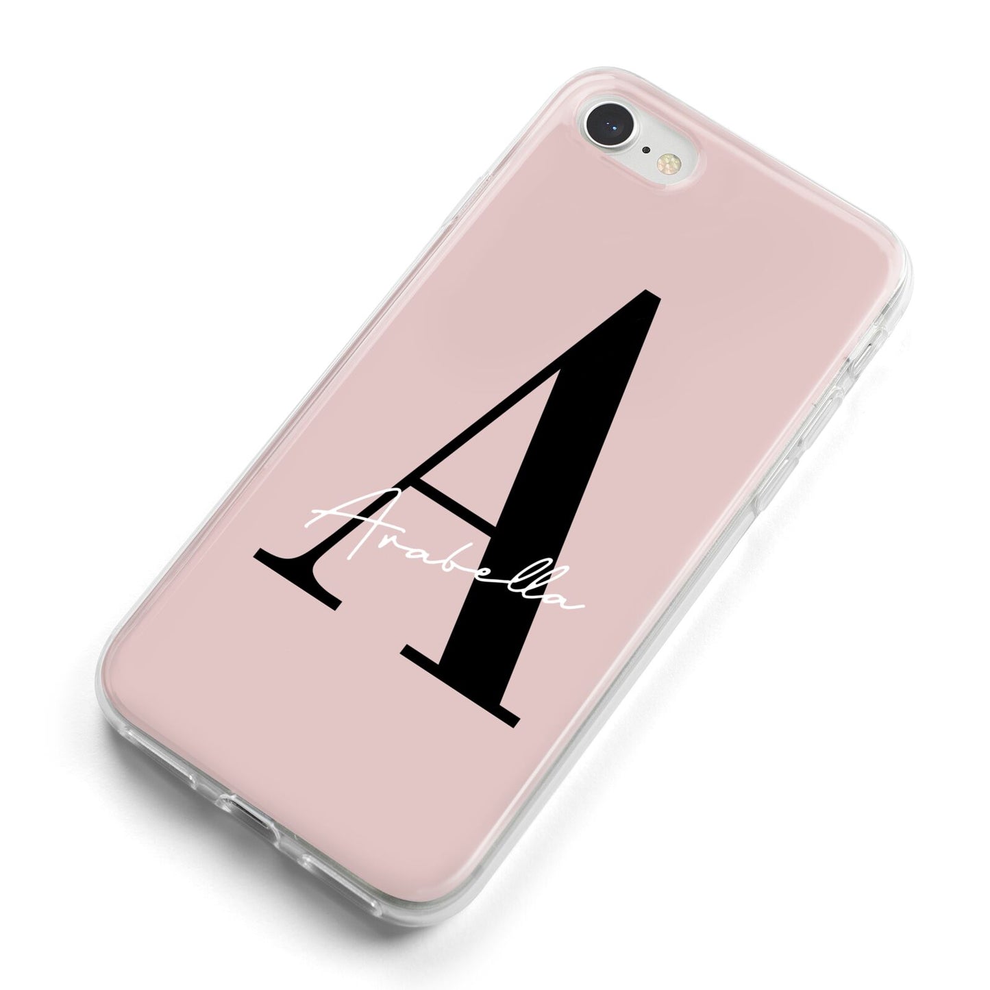 Personalised Dusty Pink Initial iPhone 8 Bumper Case on Silver iPhone Alternative Image