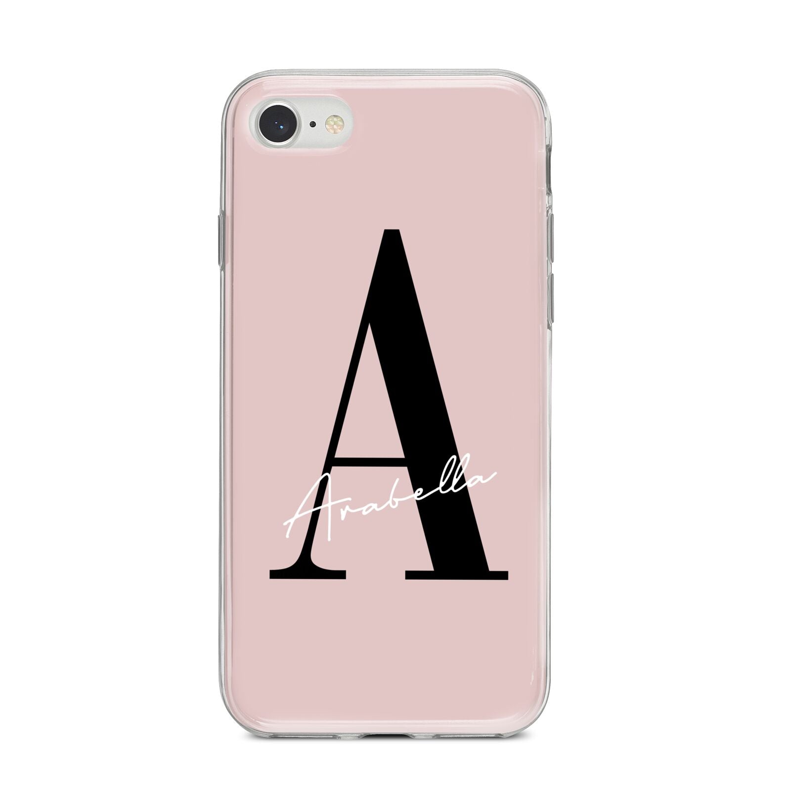 Personalised Dusty Pink Initial iPhone 8 Bumper Case on Silver iPhone