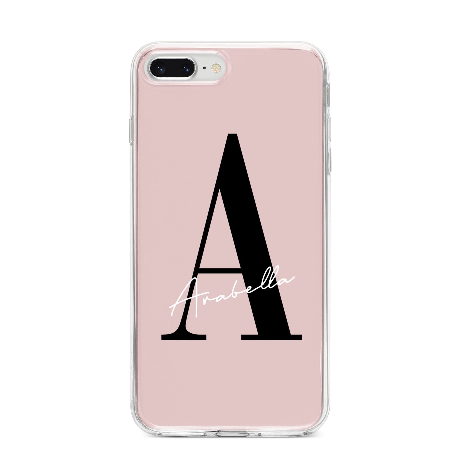 Personalised Dusty Pink Initial iPhone 8 Plus Bumper Case on Silver iPhone