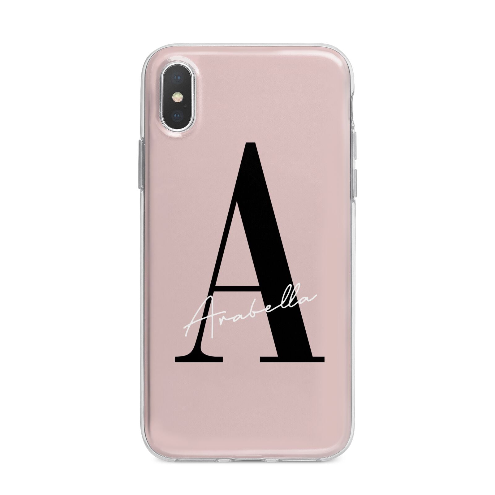 Personalised Dusty Pink Initial iPhone X Bumper Case on Silver iPhone Alternative Image 1