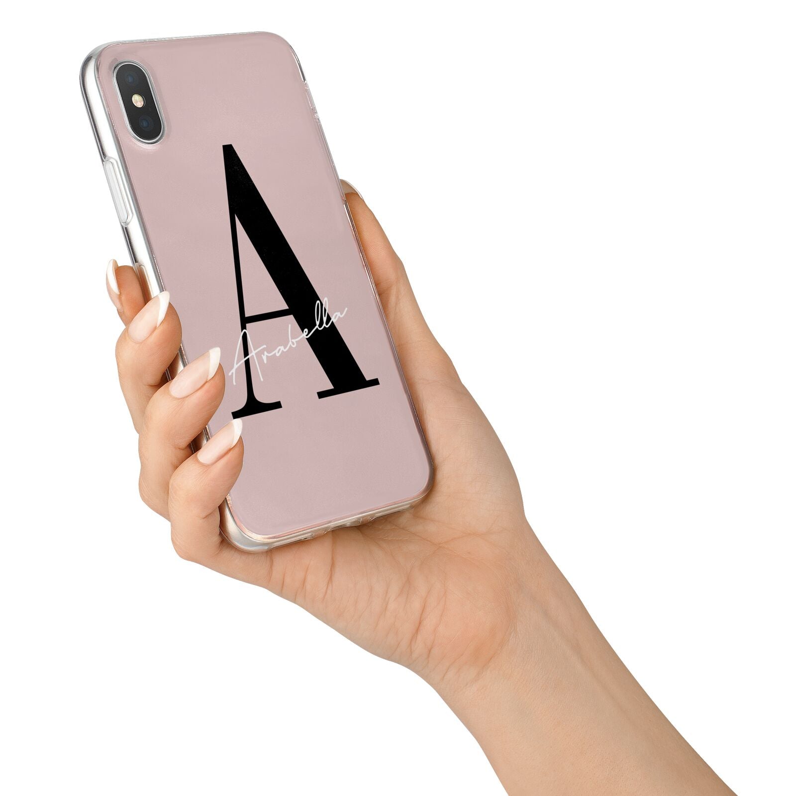 Personalised Dusty Pink Initial iPhone X Bumper Case on Silver iPhone Alternative Image 2