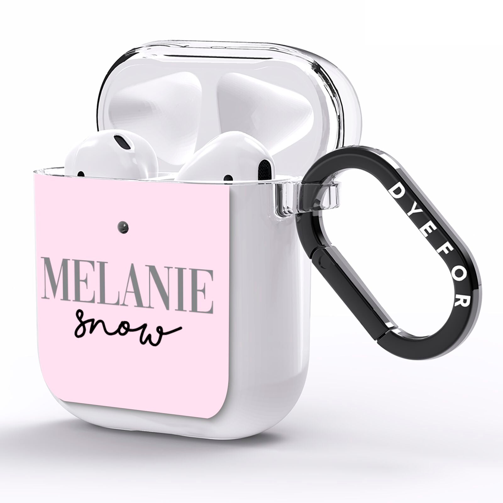 Personalised Dusty Pink Name AirPods Clear Case Side Image