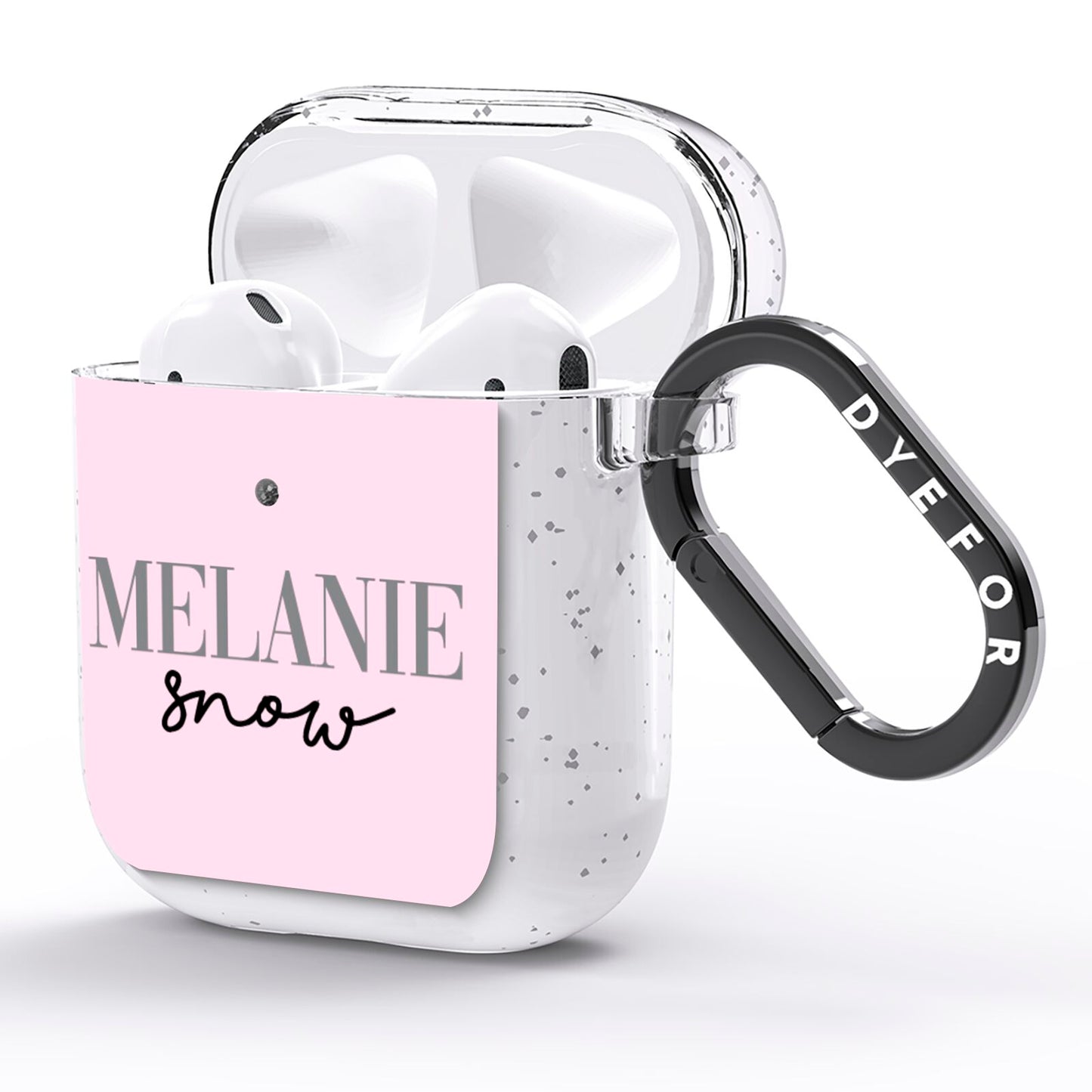 Personalised Dusty Pink Name AirPods Glitter Case Side Image