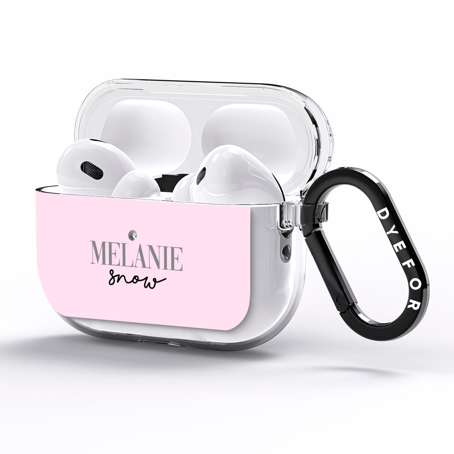 Personalised Dusty Pink Name AirPods Pro Clear Case Side Image