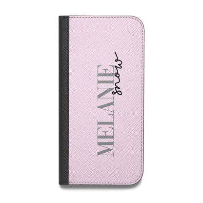 Personalised Dusty Pink Name Vegan Leather Flip iPhone Case