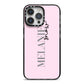 Personalised Dusty Pink Name iPhone 14 Pro Max Black Impact Case on Silver phone