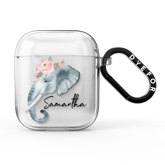 Personalised Elephant AirPods Clear Case