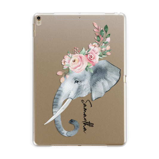 Personalised Elephant Apple iPad Gold Case