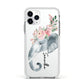 Personalised Elephant Apple iPhone 11 Pro in Silver with White Impact Case