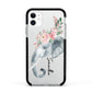 Personalised Elephant Apple iPhone 11 in White with Black Impact Case