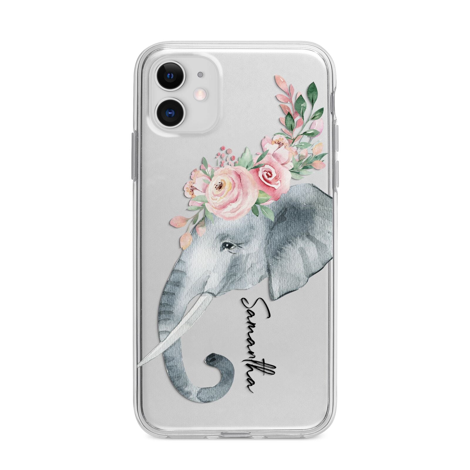 Personalised Elephant Apple iPhone 11 in White with Bumper Case