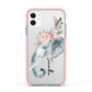 Personalised Elephant Apple iPhone 11 in White with Pink Impact Case