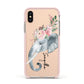 Personalised Elephant Apple iPhone Xs Impact Case Pink Edge on Gold Phone