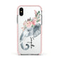 Personalised Elephant Apple iPhone Xs Impact Case Pink Edge on Silver Phone