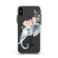 Personalised Elephant Apple iPhone Xs Impact Case White Edge on Black Phone