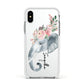 Personalised Elephant Apple iPhone Xs Impact Case White Edge on Silver Phone