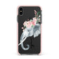 Personalised Elephant Apple iPhone Xs Max Impact Case Pink Edge on Black Phone