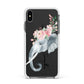 Personalised Elephant Apple iPhone Xs Max Impact Case White Edge on Black Phone