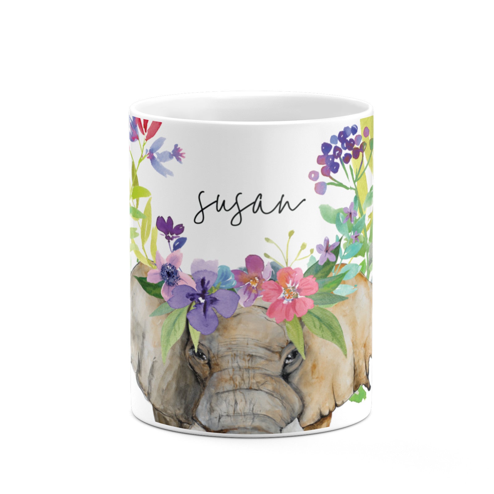 Personalised Elephant Floral 10oz Mug Alternative Image 7