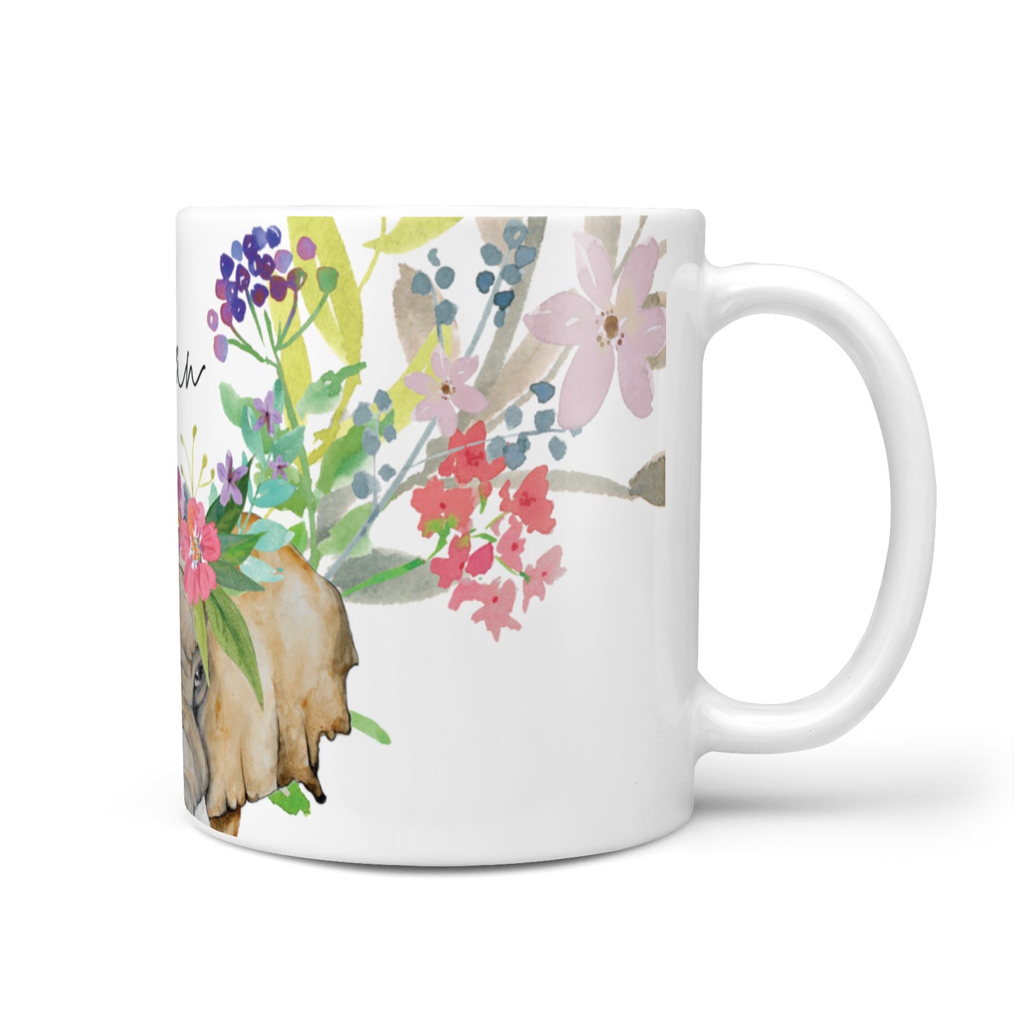 Personalised Elephant Floral 10oz Mug
