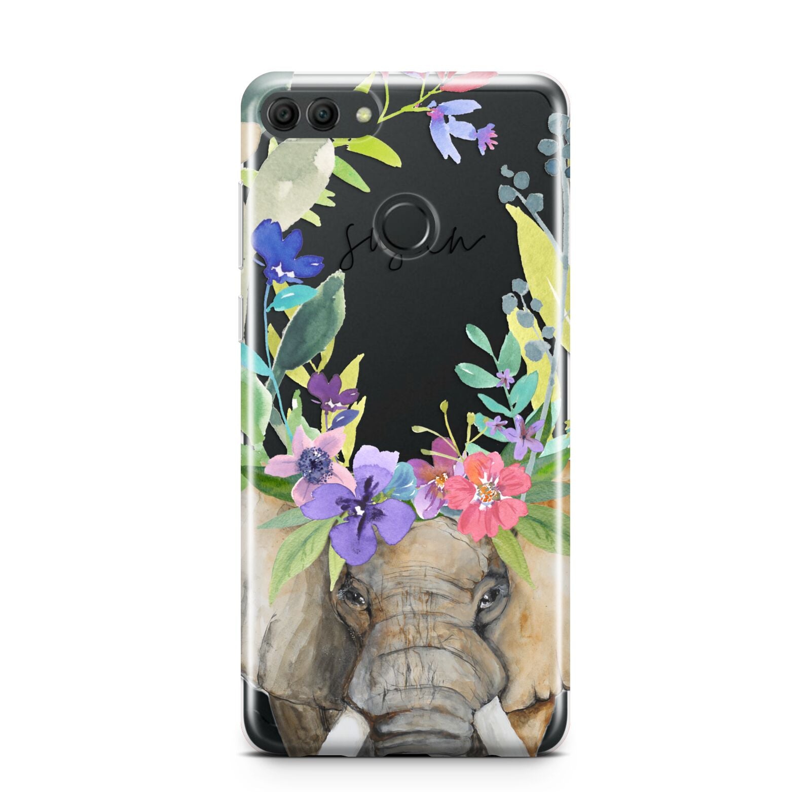 Personalised Elephant Floral Huawei Y9 2018