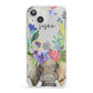 Personalised Elephant Floral iPhone 13 Clear Bumper Case