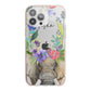 Personalised Elephant Floral iPhone 13 Pro Max TPU Impact Case with Pink Edges