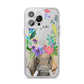 Personalised Elephant Floral iPhone 14 Pro Max Clear Tough Case Silver