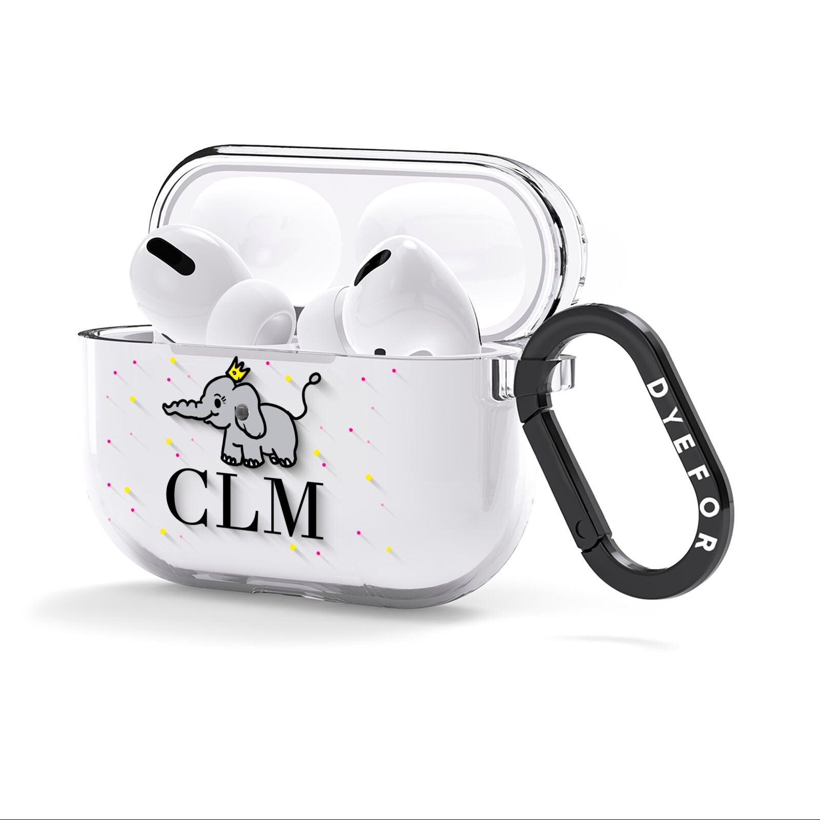 Personalised Elephant Initials Clear AirPods Clear Case 3rd Gen Side Image