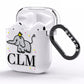 Personalised Elephant Initials Clear AirPods Clear Case Side Image