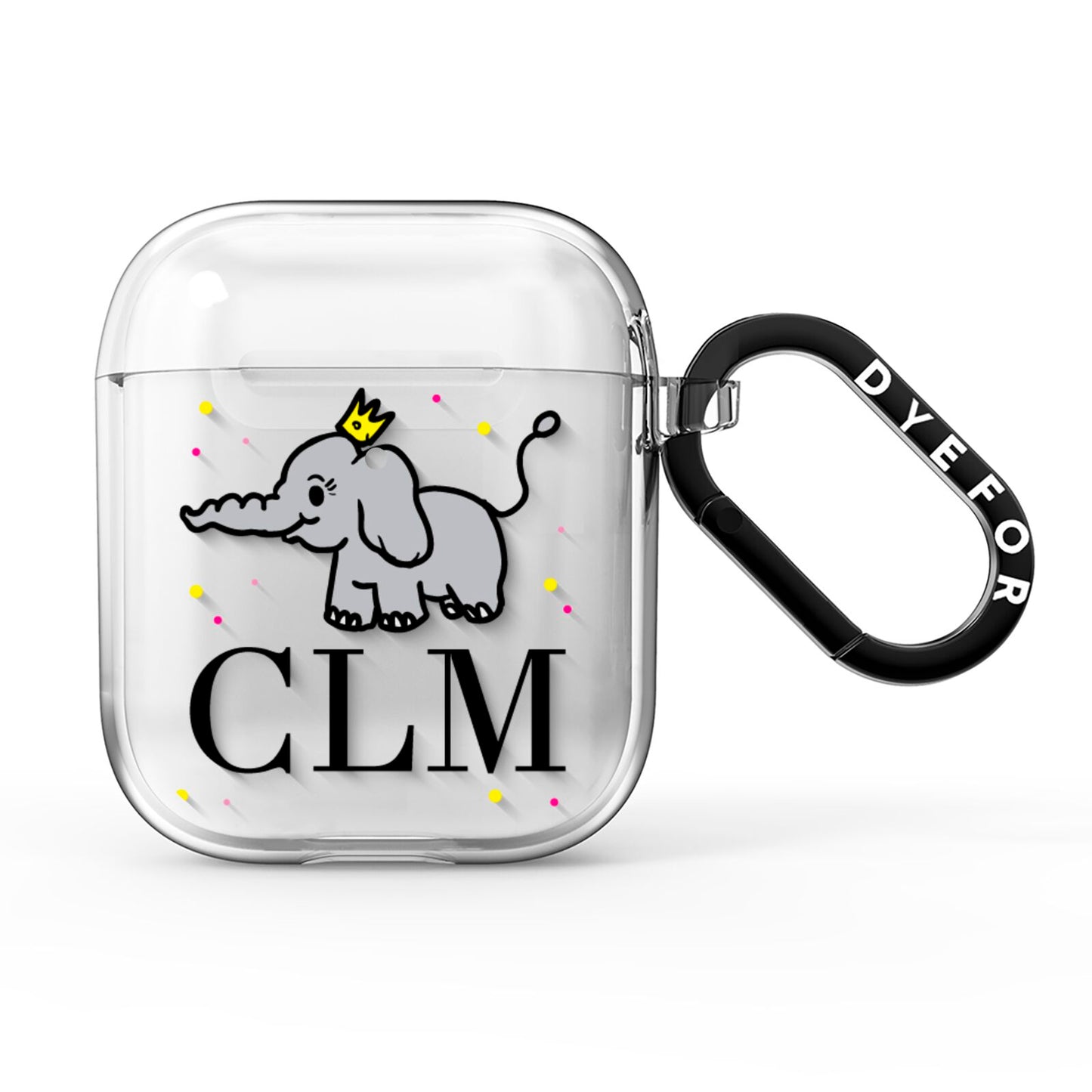Personalised Elephant Initials Clear AirPods Clear Case