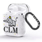 Personalised Elephant Initials Clear AirPods Glitter Case Side Image