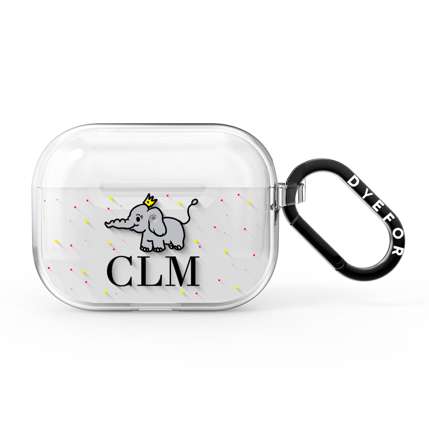 Personalised Elephant Initials Clear AirPods Pro Clear Case