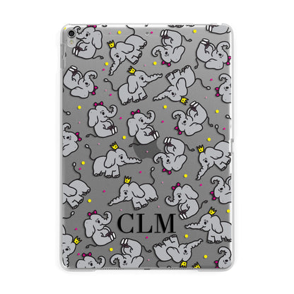 Personalised Elephant Initials Clear Apple iPad Silver Case