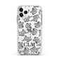 Personalised Elephant Initials Clear Apple iPhone 11 Pro in Silver with White Impact Case