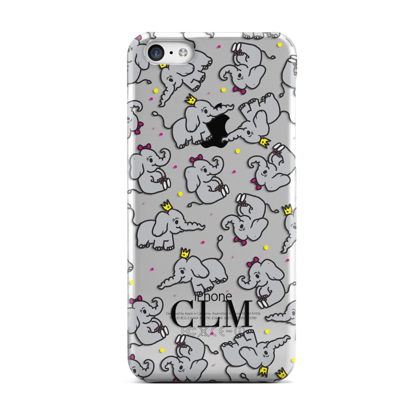 Personalised Elephant Initials Clear Apple iPhone 5c Case