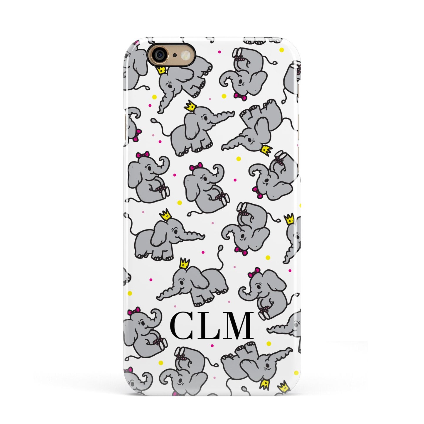 Personalised Elephant Initials Clear Apple iPhone 6 3D Snap Case