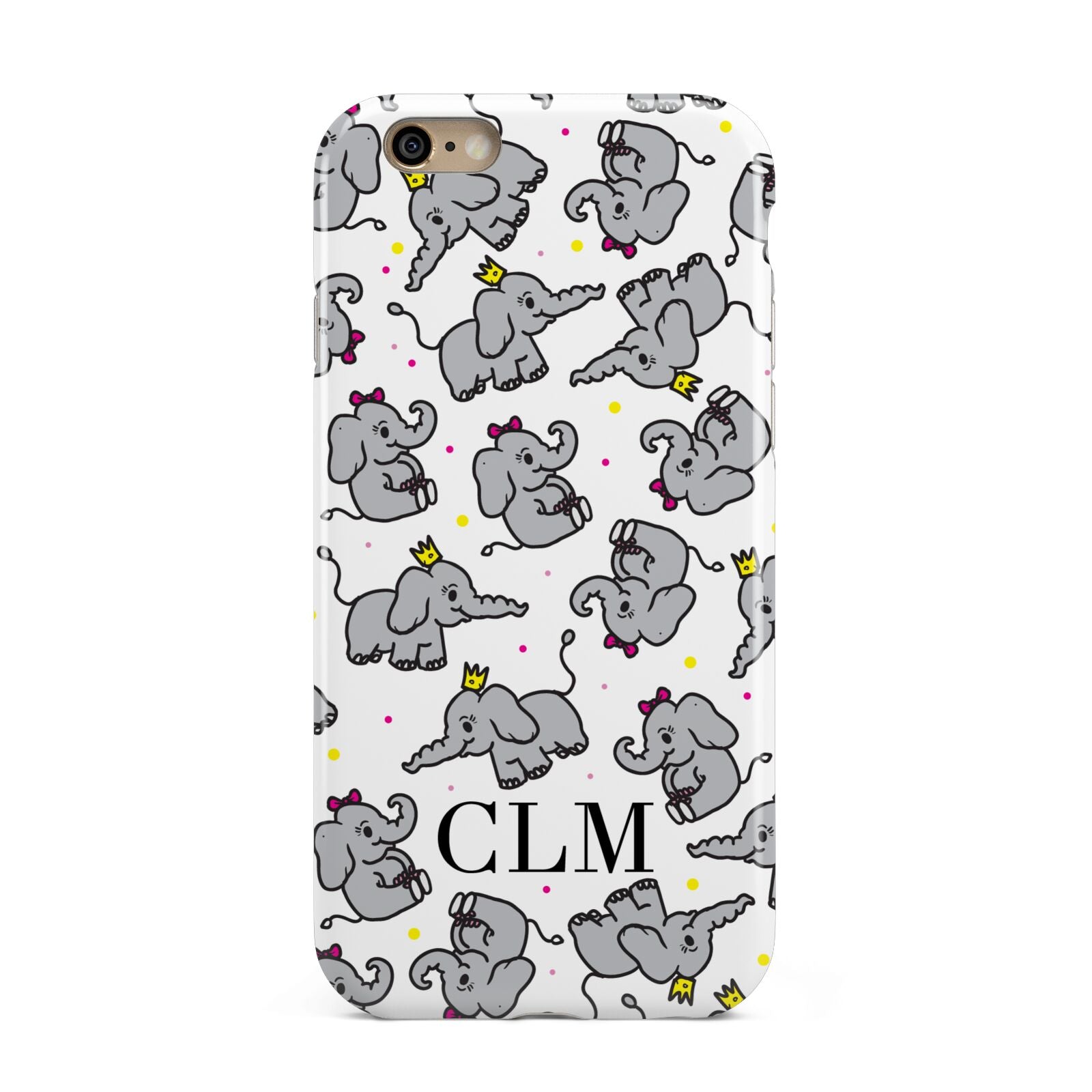 Personalised Elephant Initials Clear Apple iPhone 6 3D Tough Case