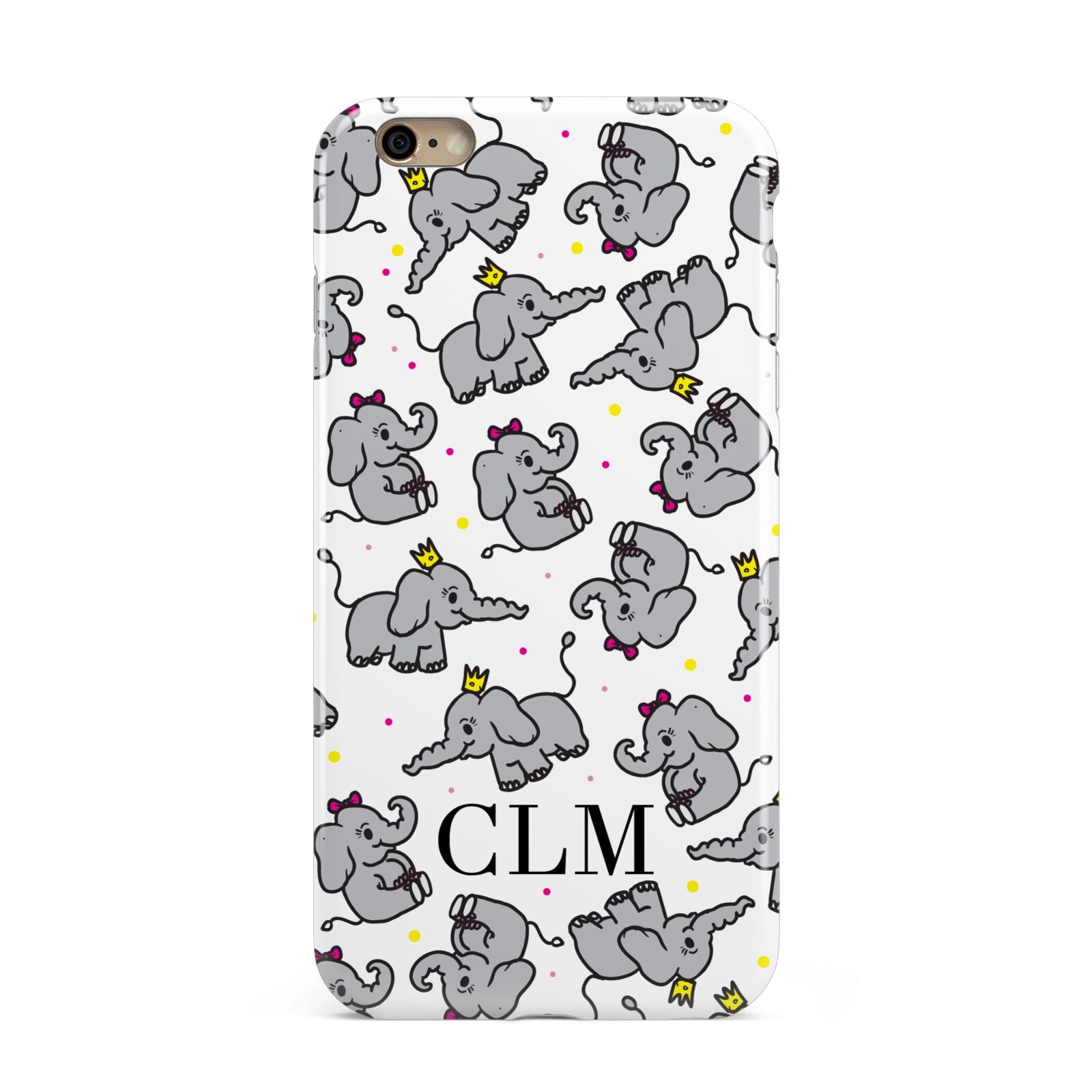 Personalised Elephant Initials Clear Apple iPhone 6 Plus 3D Tough Case