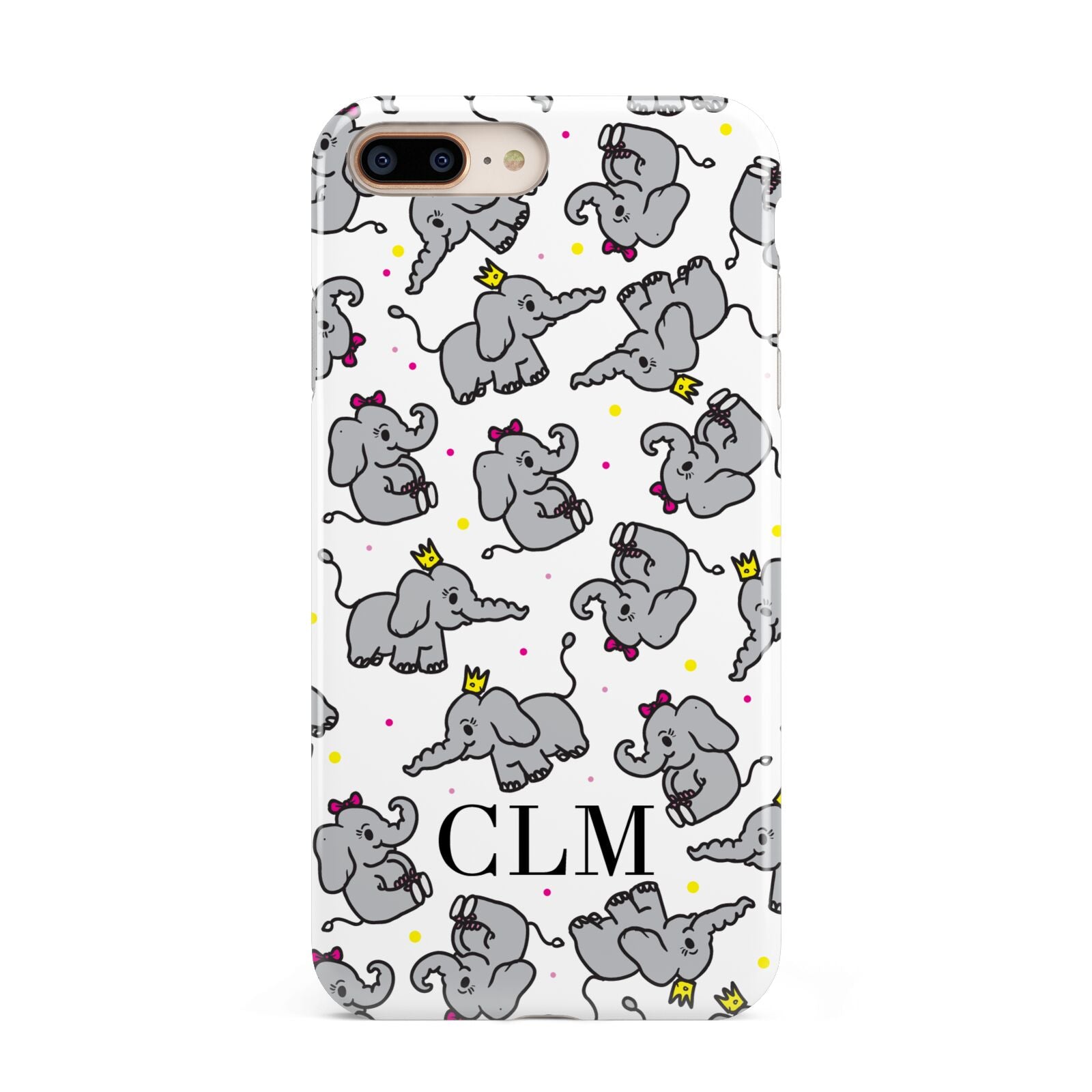 Personalised Elephant Initials Clear Apple iPhone 7 8 Plus 3D Tough Case