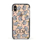 Personalised Elephant Initials Clear Apple iPhone Xs Impact Case Black Edge on Gold Phone