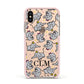 Personalised Elephant Initials Clear Apple iPhone Xs Impact Case Pink Edge on Gold Phone