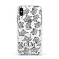 Personalised Elephant Initials Clear Apple iPhone Xs Impact Case White Edge on Silver Phone