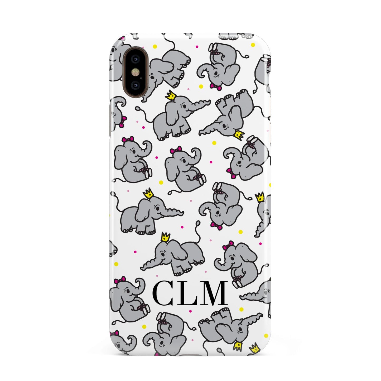 Personalised Elephant Initials Clear Apple iPhone Xs Max 3D Tough Case