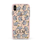 Personalised Elephant Initials Clear Apple iPhone Xs Max Impact Case Pink Edge on Gold Phone