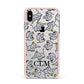 Personalised Elephant Initials Clear Apple iPhone Xs Max Impact Case Pink Edge on Silver Phone