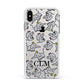 Personalised Elephant Initials Clear Apple iPhone Xs Max Impact Case White Edge on Silver Phone