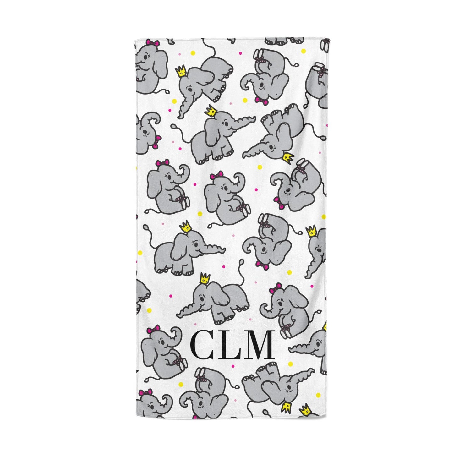 Personalised Elephant Initials Clear Beach Towel