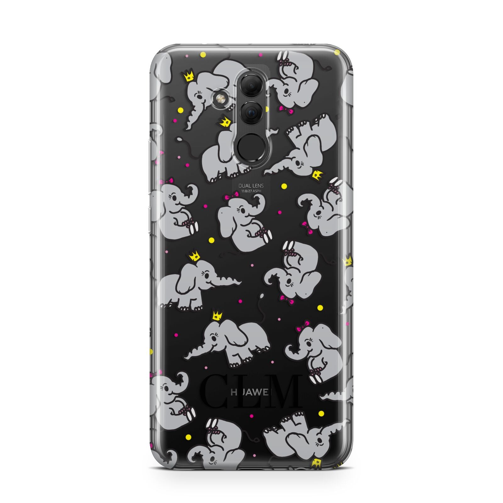 Personalised Elephant Initials Clear Huawei Mate 20 Lite